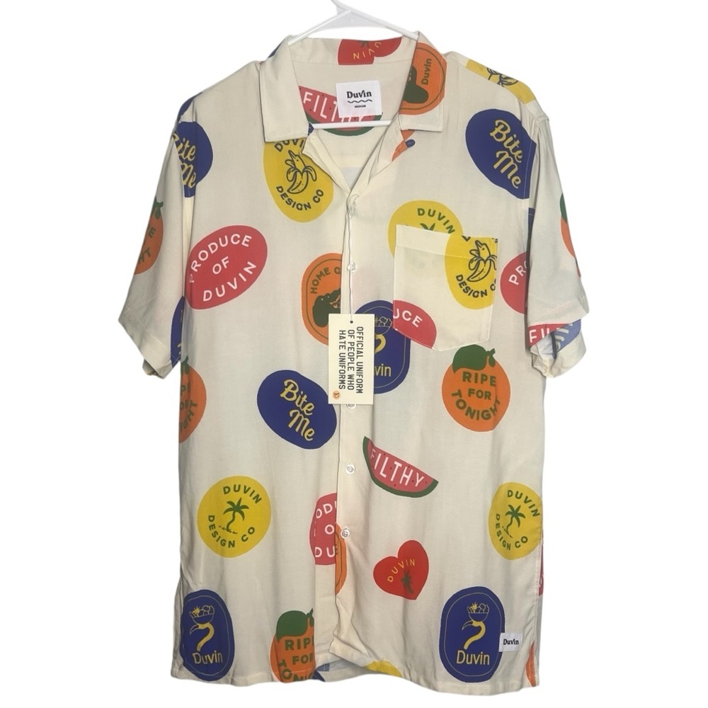 Duvin Design Shirt Men's Size M Short Sleeve Ripe For Tonight Button Up NWT